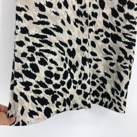 St. John Red  &  Creme Leopard Print Jersey Wool blend Midi Dress size 12 - Picture 5 of 7